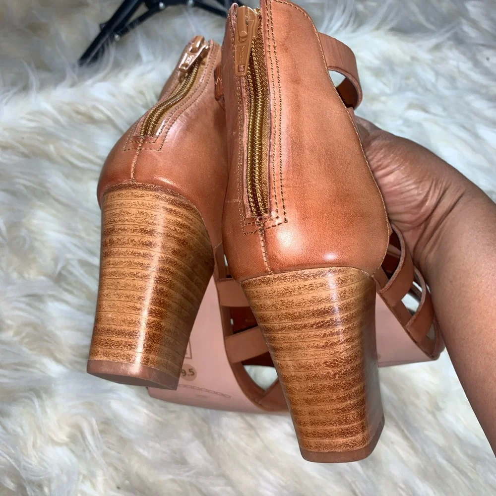 Steven by Steve Madden Brown Leather Caged Heels | Strappy Pumps | 9.5